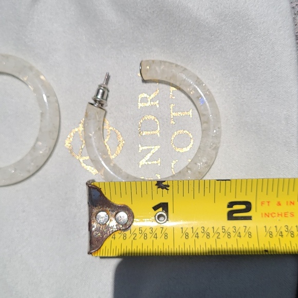 Kendra Scott Sonnie hoops sparkle moon st silver over rhodium with dust bag EUC - Picture 6 of 11